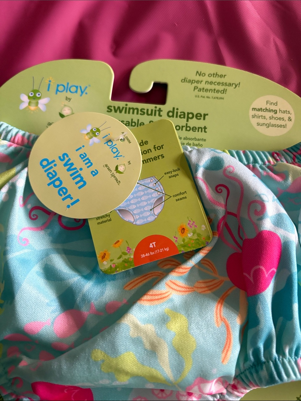 i play. Floral Aqua & Pink Swim Diaper - Picture 2 of 3